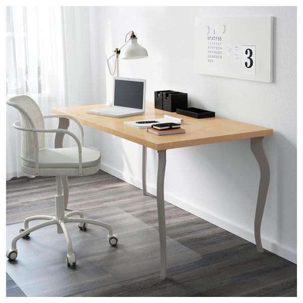 Стол ЛИННМОН / ЛАЛЛЕ, под березу, серый (150x75 см) - схема-чертеж с размерами