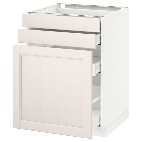 Напольный шкаф с выдвижными модулями, 2 фронтальные панели МЕТОД / МАКСИМЕРА, белый, Лаксарби белый - схема-чертеж с размерами