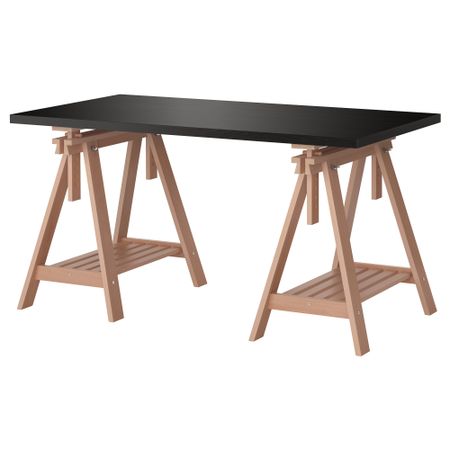 Стол ЛИННМОН / ФИНВАРД, черно-коричневый, бук (150x75 см)