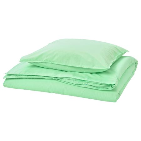 Пододеяльник и наволочка, светло-зеленый, 150x200, 50x60 см IKEA ÄNGSLILJA ЭНГСЛИЛЬЯ 505.772.16