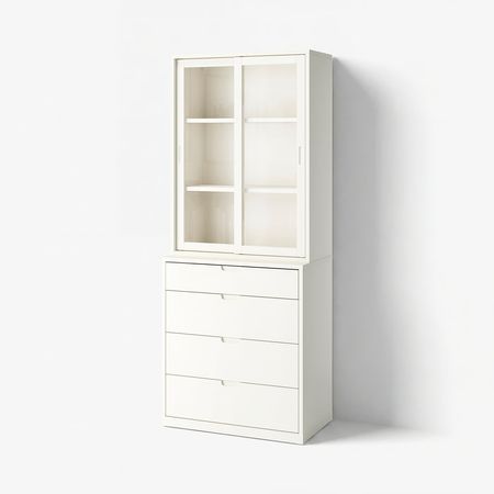TONSTAD Комбинация для хранения с ящиками - белый с оттенком/стекло 82x47x206 см