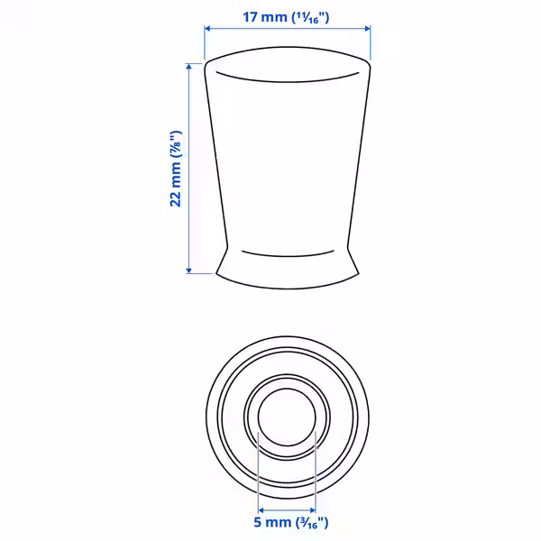 TÄRNESTAD ТЭРНЕСТАД Ручка мебельная - дуб 17 мм - схема-чертеж с размерами