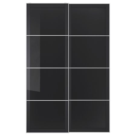 Пара раздвижных дверей, серое стекло 150x236 см IKEA УГГДАЛЬ 893.117.44