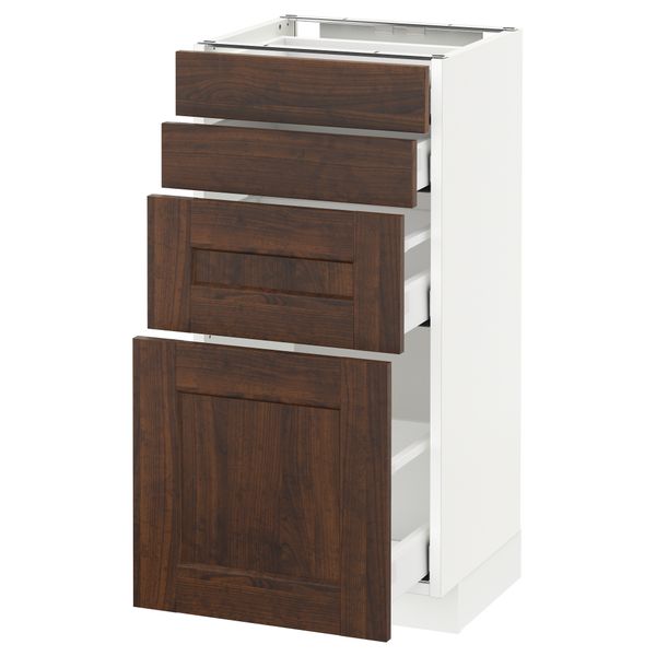 Напольный шкаф 4 фронтальных панели, 4 ящика МЕТОД / МАКСИМЕРА, белый, Эдсерум коричневый - схема-чертеж с размерами