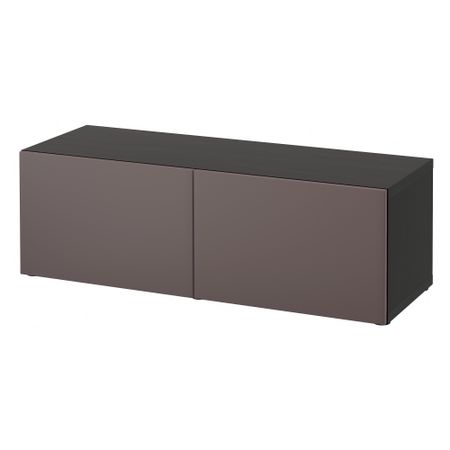 Стеллаж с дверьми БЕСТО, черно-коричневый, Вальвикен темно-коричневый (120x40x38 см)