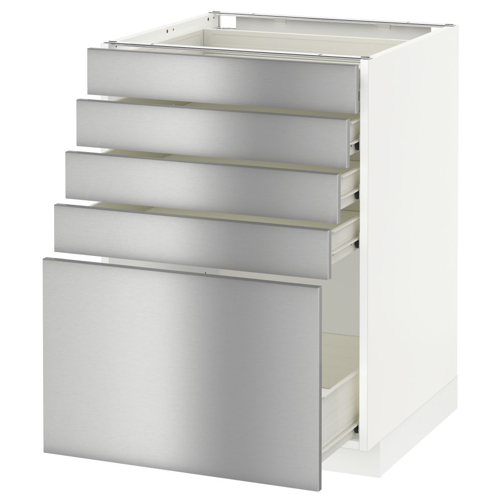 Напольный шкаф с 5 ящиками МЕТОД / ФОРВАРА, белый, Гревста нержавеющ сталь - схема-чертеж с размерами