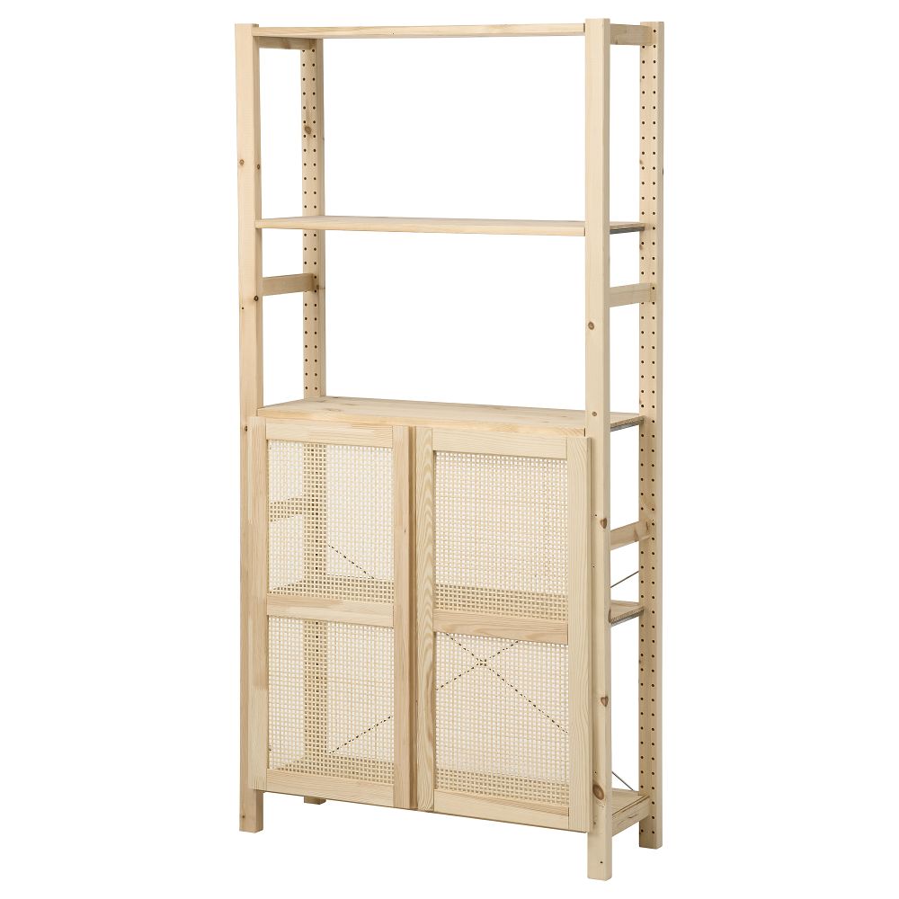 Стеллаж с дверцами, 89x30x179 см, сосна IKEA IVAR ИВАР 293.175.60 - фото 1