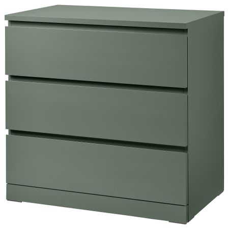 Комод с 3 ящиками, 80x78 см, серо-зеленый IKEA MALM МАЛЬМ 705.690.79