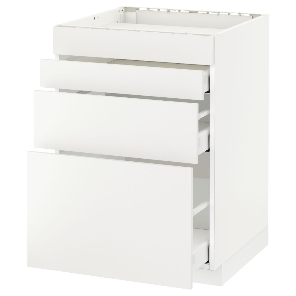 Напольный шкаф для духовки, 4фасада, 3 ящика МЕТОД / МАКСИМЕРА, белый, Хэггеби белый - схема-чертеж с размерами
