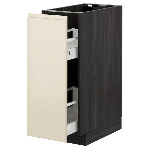 Напольный шкаф, выдвижной внутри элем, черный, Воксторп глянцевый светло-бежевый 30x60 см IKEA МЕТОД 693.027.74 - схема-чертеж с размерами