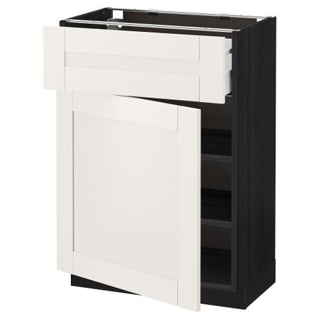 Напольный шкаф с ящиком, дверью МЕТОД / МАКСИМЕРА, черный, Сэведаль белый