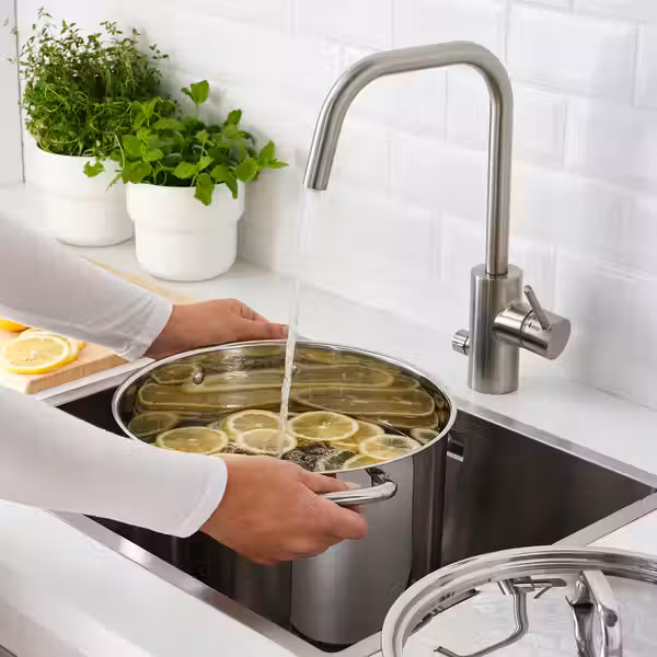 IKEA 365+ Кастрюля с крышкой - нержавеющ сталь 15.0 л - схема-чертеж с размерами