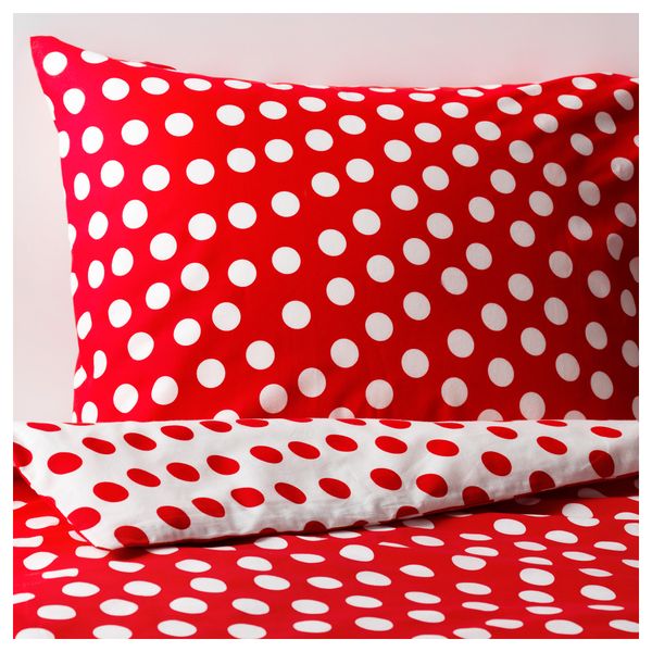 Пододеяльник и 2 наволочки СТЕНКЛЁВЕР, белый, красный - фото 1