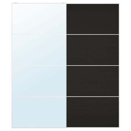 Пара раздвижных дверей АУЛИ / ИЛЬСЕНГ, зеркальное стекло, черно-коричневый