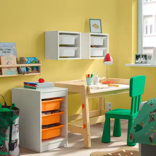 TROFAST Комбинация д/хранения+контейнеры - белый/светло-оранжевый 34x44x56 см - фото 2