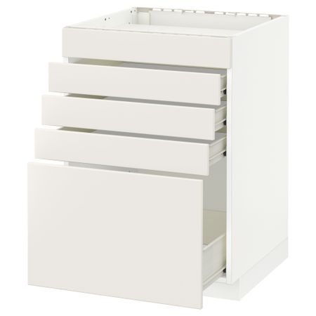 Напольный шкаф для варочной панели, 5 фасадов, 4 ящиков МЕТОД / ФОРВАРА, белый, Веддинге белый