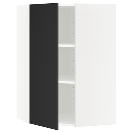 Угловой навесной шкаф с полками, белый/Юдевалла антрацит 68x100 см IKEA METOD МЕТОД 792.403.99