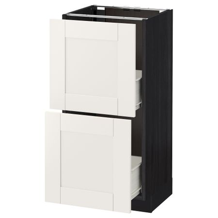 Напольный шкаф с 2 ящиками МЕТОД / ФОРВАРА, черный, Сэведаль белый