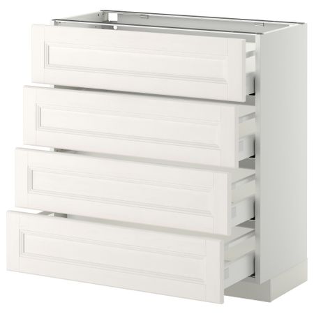 Напольный шкаф 4 фронтальных панели, 4 ящика МЕТОД / МАКСИМЕРА, белый, Лаксарби белый