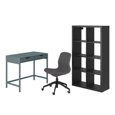 Стол и комбинация для хранения IKEA ALEX АЛЕКС, LÅNGFHATTEFJÄLL ХАТТЕФЬЕЛЛЬ ЛОНГФЬЕЛЛЬ, KALLAX КАЛЛАКС 094.367.57