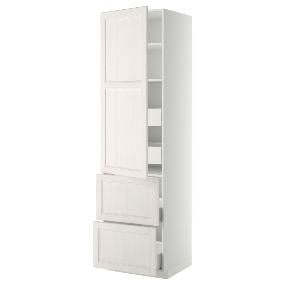 Высокий шкаф + полки, 4 ящика, 2 дверцы МЕТОД / ФОРВАРА, белый, Лаксарби белый - фото 1
