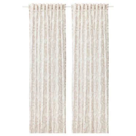 Гардины, 1 пара, белый/бежевый, 145x300 см IKEA ВИНТЕРЖАСМИН 904.502.58