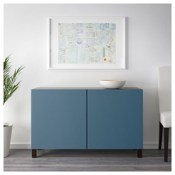 Комбинация для хранения с дверцами БЕСТО, черно-коричневый, Вальвикен темно-синий - схема-чертеж с размерами