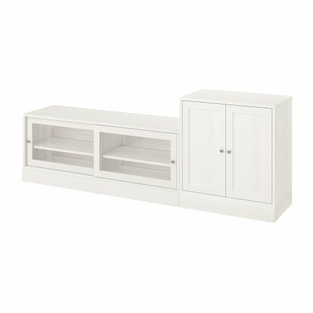 Шкаф для ТВ, комбинация, 241x47x89 см, белый IKEA HAVSTA ХАВСТА 393.861.81