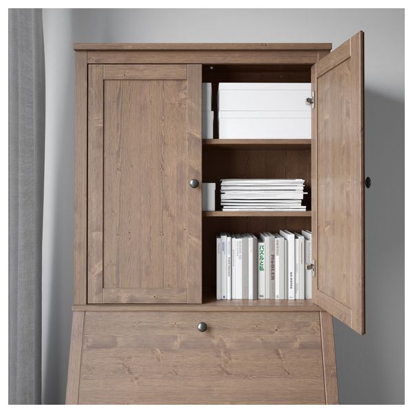 Бюро с дополнительным модулем ХЕМНЭС, серо-коричневый (89x197 см) - фото 3