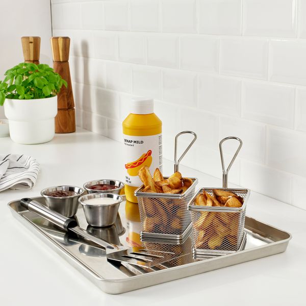 Поднос сервировочный, 40x30 см, нержавеющая сталь IKEA GRILLTIDER ГРИЛЛЬТИДЕР 105.422.62 - фото 5