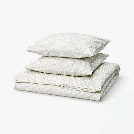 BANDKNIPPE Пододеяльник и 2 наволочки - белый/зеленый 200x200/50x60 см