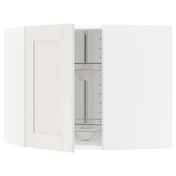 Угловой навесной шкаф с вращающейся секцией МЕТОД, белый, Сэведаль белый - схема-чертеж с размерами