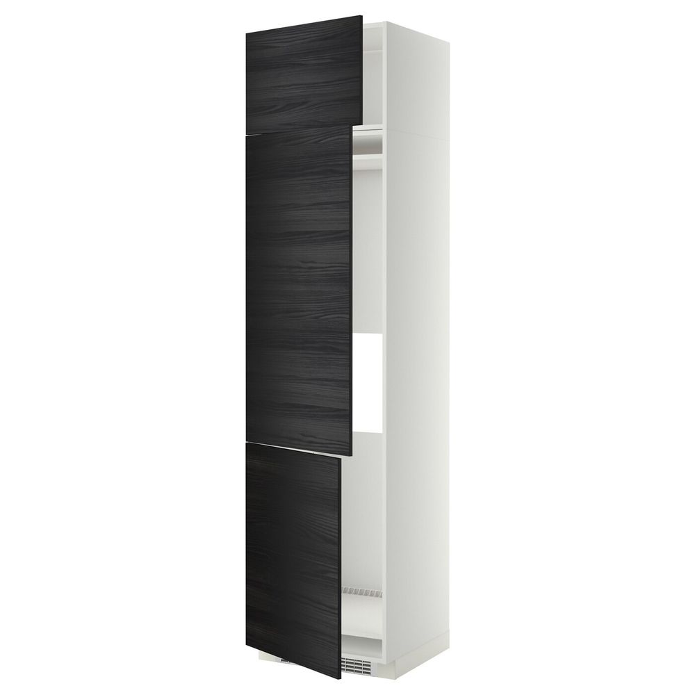 Высокий шкаф для холодильника или морозильника, с 3 дверями, белый, Тингсрид черный 60x60x240 см IKEA МЕТОД 992.331.09 - схема-чертеж с размерами