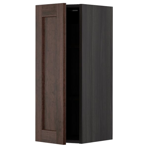 Шкаф навесной с полкой, черный/Эдсерум коричневый 30x80 см IKEA МЕТОД 593.021.85 - схема-чертеж с размерами
