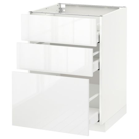 Напольный шкаф с 3 ящиками, белый/Рингульт белый 60x60 см IKEA METOD МЕТОД / MAXIMERA МАКСИМЕРА 292.357.48