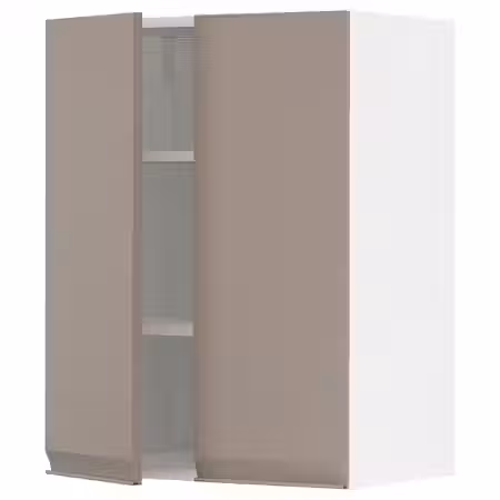METOD Навесной шкаф с полками/2дверцы - белый/Upplöv матовый темно-бежевый 60x80 см