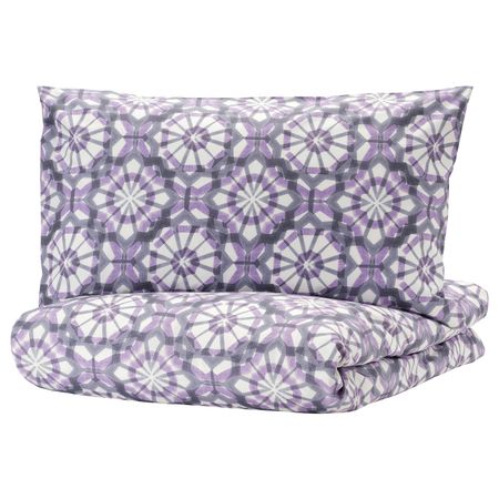 Пододеяльник и 1 наволочка, белый, фиолетовый 150x200/50x70 см IKEA ВАТТЕНФРЭНЕ 004.594.04