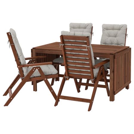 Стол + 4 кресла, для/сада, коричневая морилка/Куддарна серый IKEA ÄPPLARÖ ЭПЛАРО 292.897.17