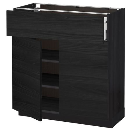 Напольный шкаф + ящик/2дверцы, черный, Тингсрид черный 80x37 см IKEA МЕТОД / МАКСИМЕРА 192.362.15
