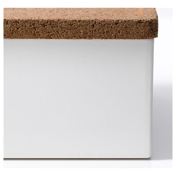 Ящик с крышкой, 4 штуки КВИССЛЕ, пробка, белый - фото 3