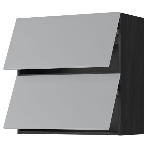 Навесной шкаф, 2 дверцы, горизонтальный МЕТОД, черный, Веддинге серый - схема-чертеж с размерами