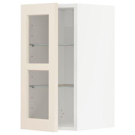 Навесной шкаф с полками, стекляными дв, белый/Хитарп белый с оттенком 30x60 см IKEA METOD МЕТОД 193.007.82