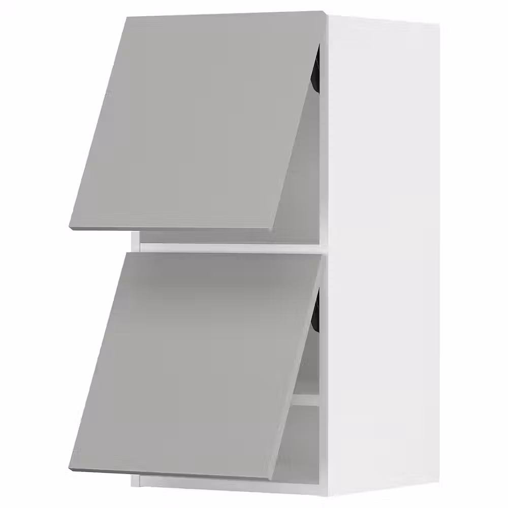 METOD Навесной шкаф/2 дверцы, горизонтал - белый/Havstorp светло-серый 40x80 см - фото 1