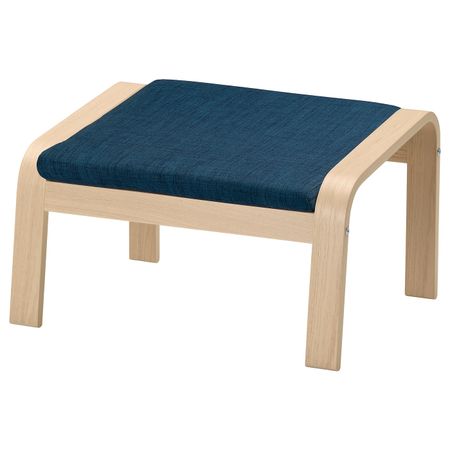 Табурет для ног, дубовый шпон, беленый/Шифтебу темно-синий IKEA POÄNG ПОЭНГ 493.984.66