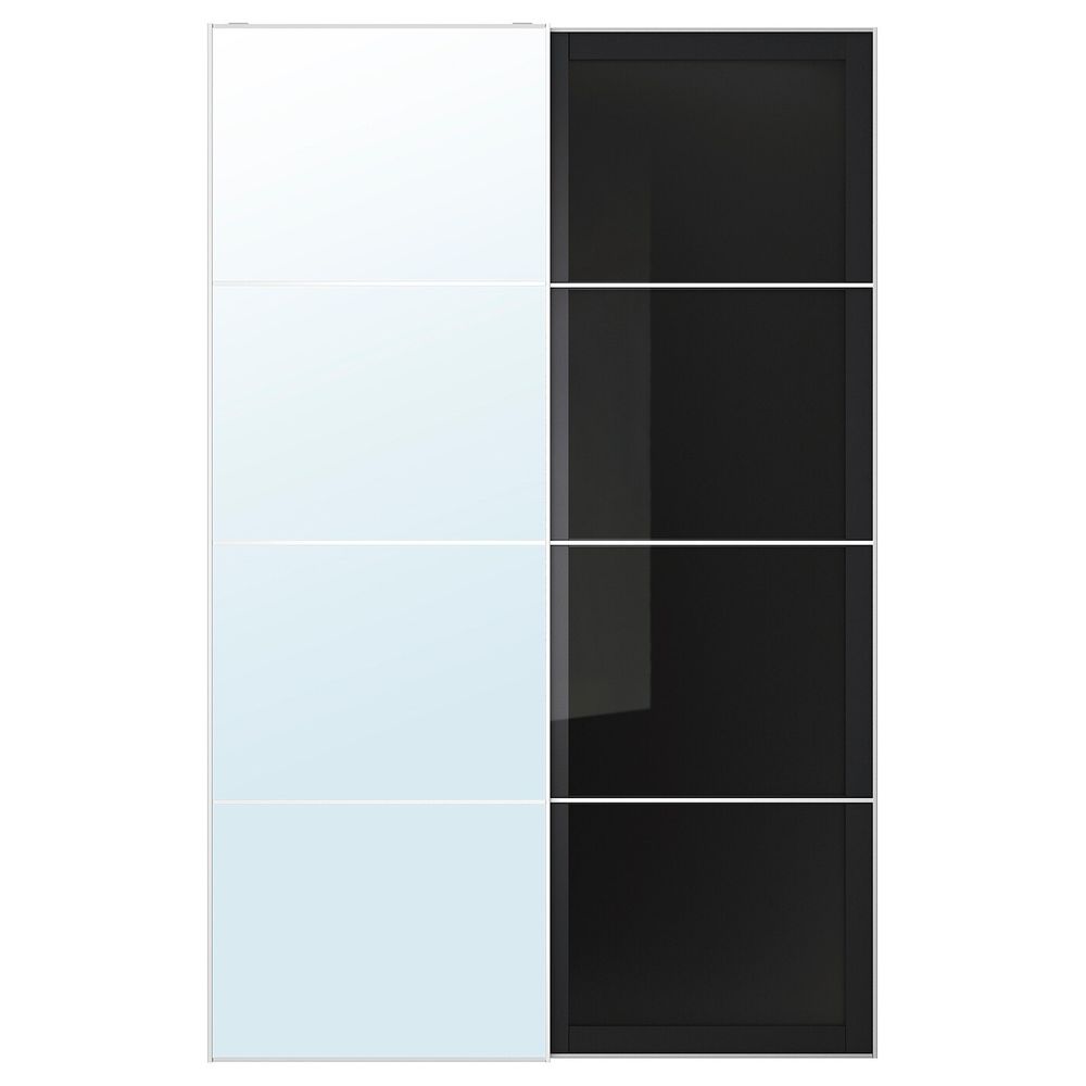 Пара раздвижных дверей, зеркальное стекло, серое стекло 150x236 см IKEA АУЛИ / УГГДАЛЬ 593.111.99 - схема-чертеж с размерами