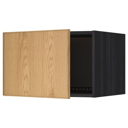 Верхний шкаф на холодильник, морозильник МЕТОД, черный, Экестад дуб