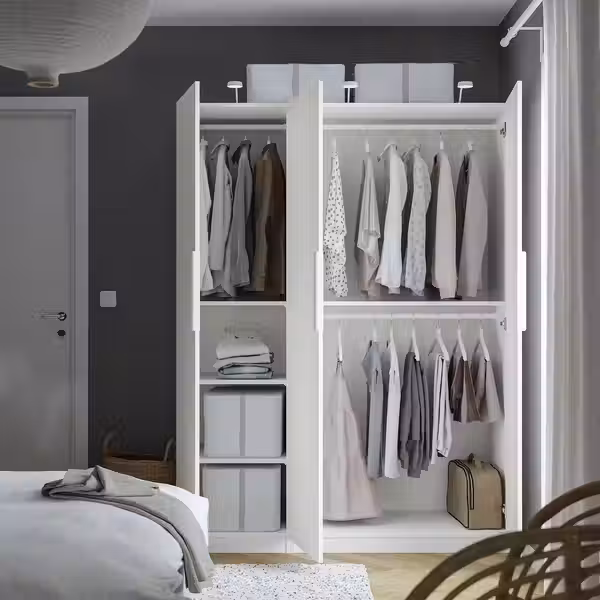 PAX / FORSAND Гардероб, комбинация - белый/белый 150x60x201 см - схема-чертеж с размерами