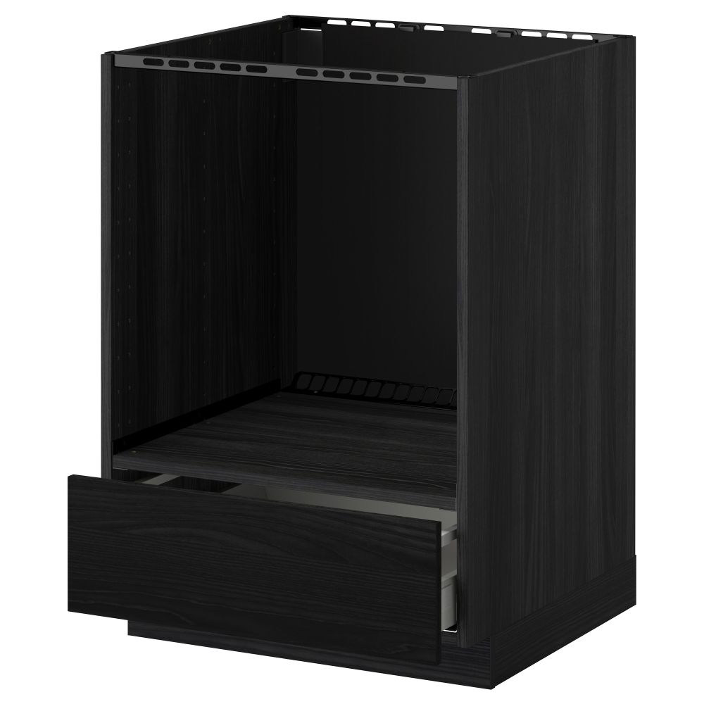 Напольный шкаф для духовки, с ящиком МЕТОД / МАКСИМЕРА, черный, Тингсрид черный (60x60 см) - схема-чертеж с размерами