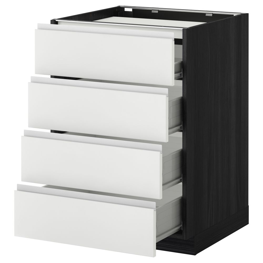 Напольный шкаф, 4 фронтальных панели, 4 ящика МЕТОД / ФОРВАРА, черный, Нодста белый - фото 1