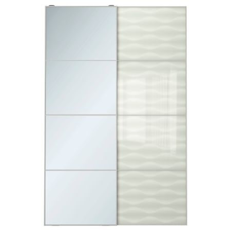 Пара раздвижных дверей АУЛИ / ИННФЬОРДЕН, зеркальное стекло, белое стекло